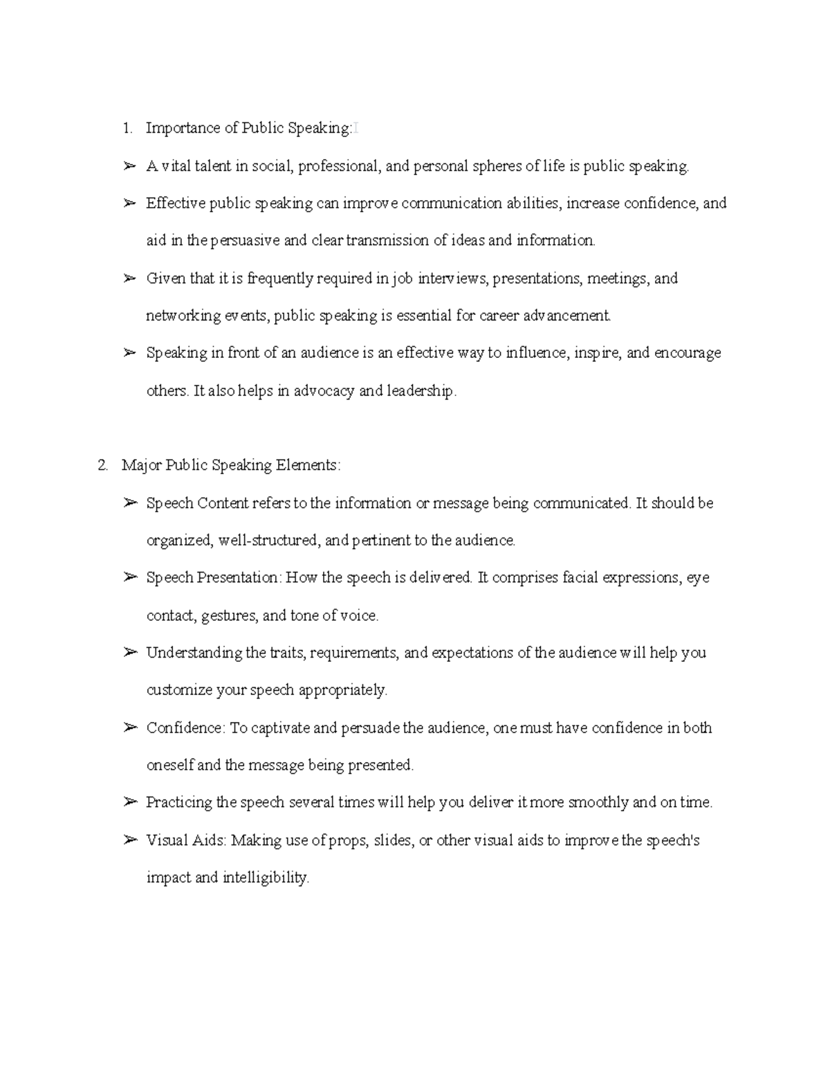 Public Speaking Notes: Key Elements & Overcoming Anxiety - Studocu