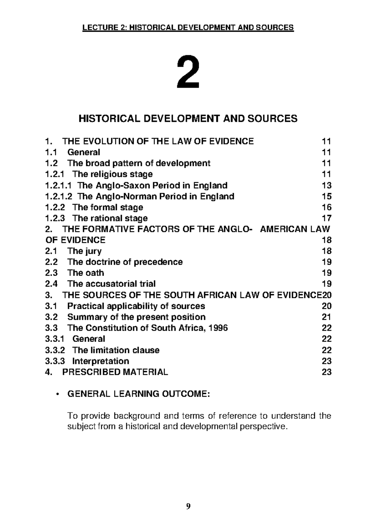Law of evidence - helpful doc - HISTORICAL DEVELOPMENT AND SOURCES ...