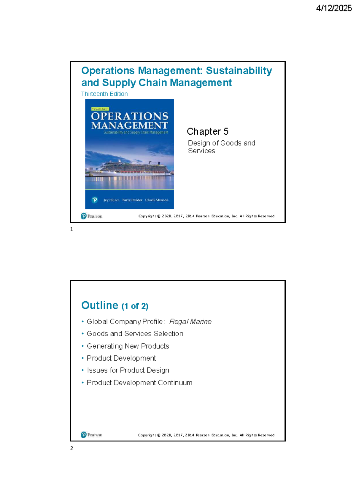 Operations Management: Ch. 5 Design of Goods & Services - Studocu