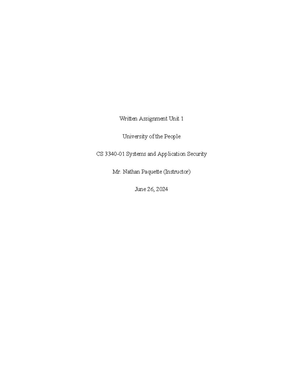 CS 3340-01 Written Assignment Unit 1: CIA Triad and Cybersecurity - Studocu