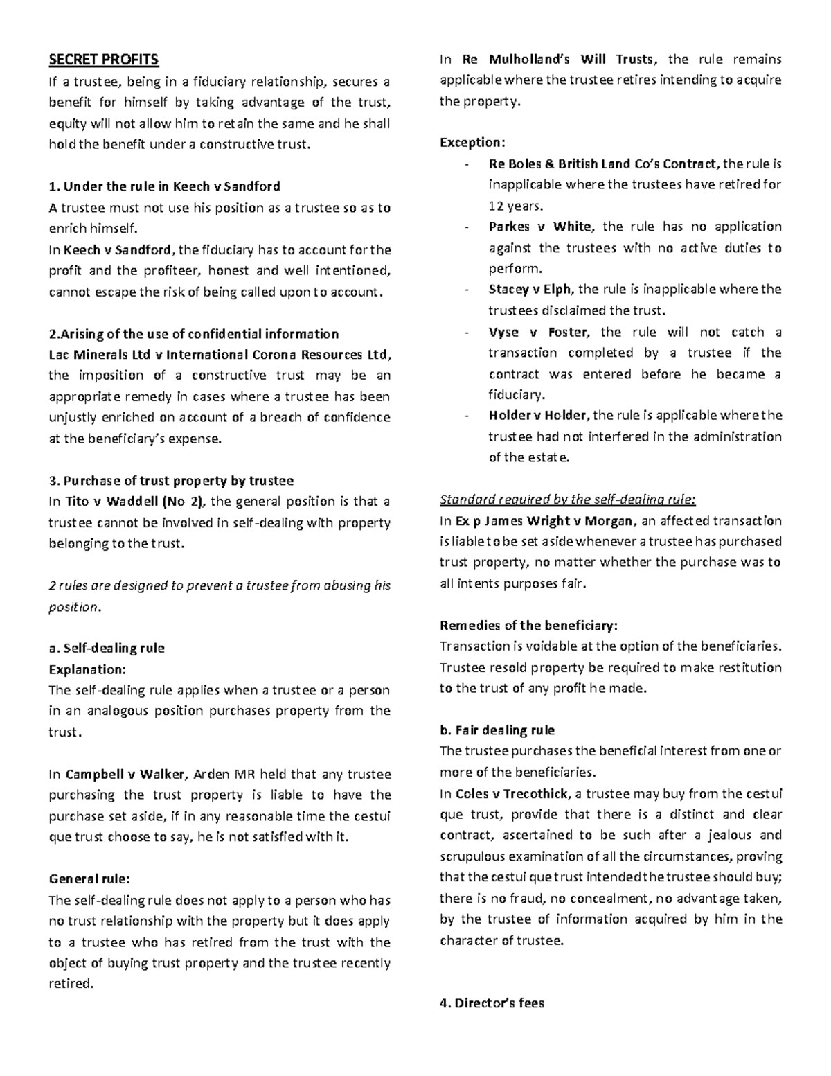 Trustee Responsibilities and Profit Rules: Key Notes on Secret Profits ...