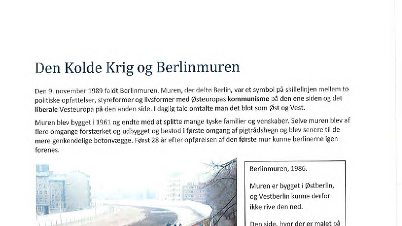 Den Kolde Krig og Berlinmuren: Historie og Betydning (9B) - Studocu