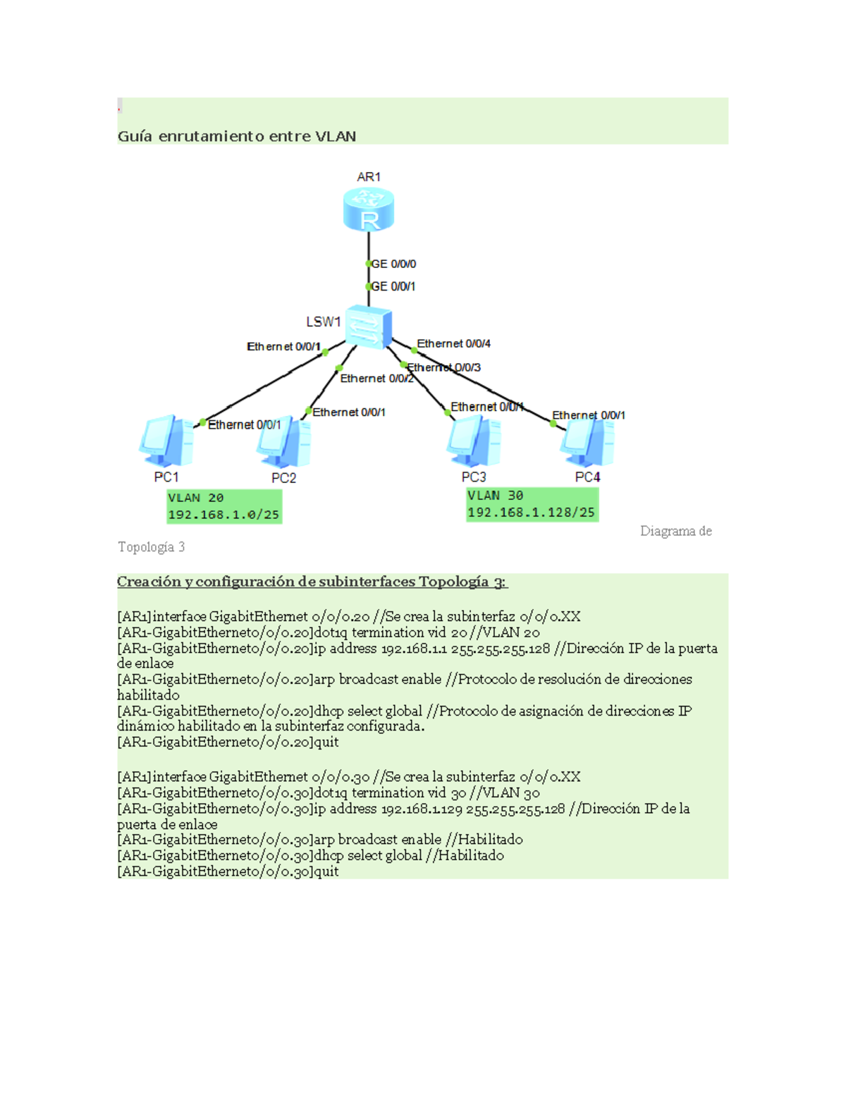 Huawei-intervlan - HUAWEI - . Guía enrutamiento entre VLAN Diagrama de ...