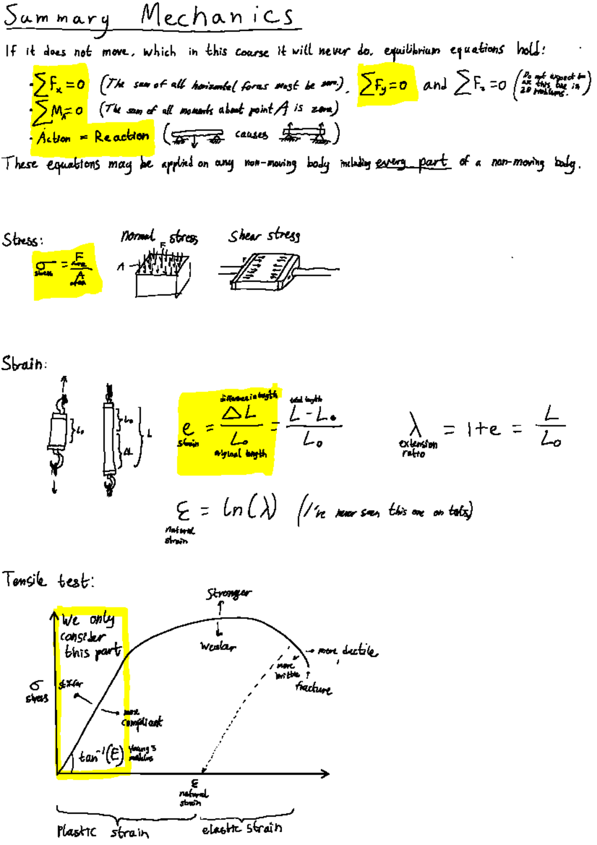 Mechanics - General Summary for Course MECH 101 Final Exam Prep ...