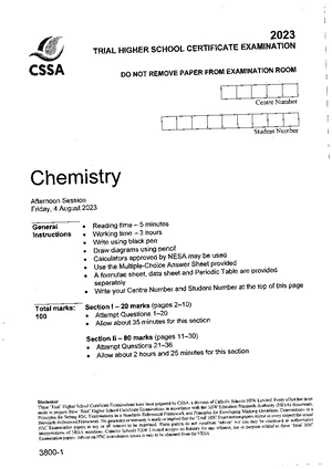 VCE Chemistry Unit 2 2023 Practice Exam + Solutions - Studocu