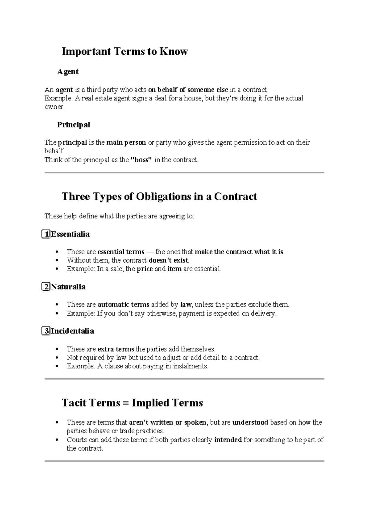 Important Contract Terms: Overview and Key Cases - Studocu