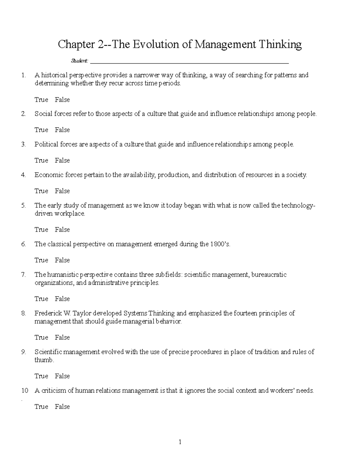 Chapter 2: The Evolution of Management Thinking Insights and Notes ...