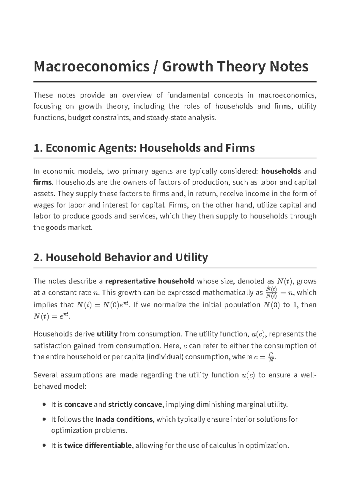Macroeconomics Growth Theory Notes - ECON 101 - Studocu