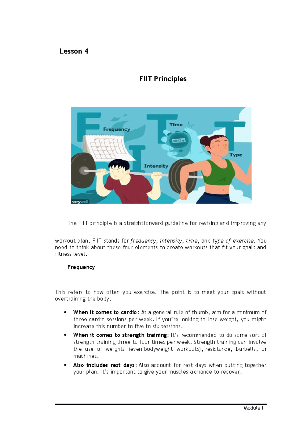 Pathfit Module Lesson 4 - h Lesson 4 The FIIT principle is a ...