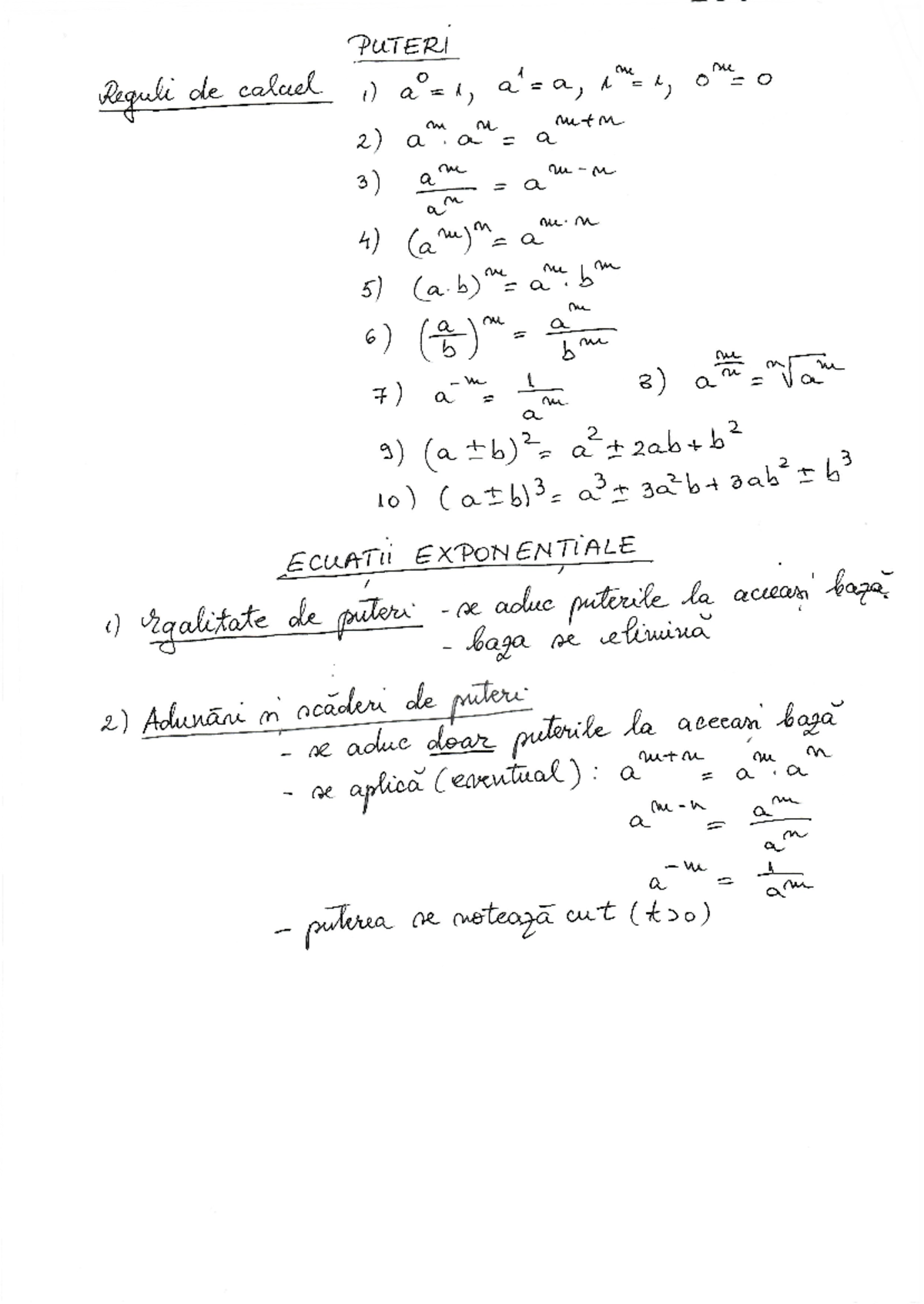 Formule de Calcul pentru Exponențiale și Puteri - Math 101 - Studocu