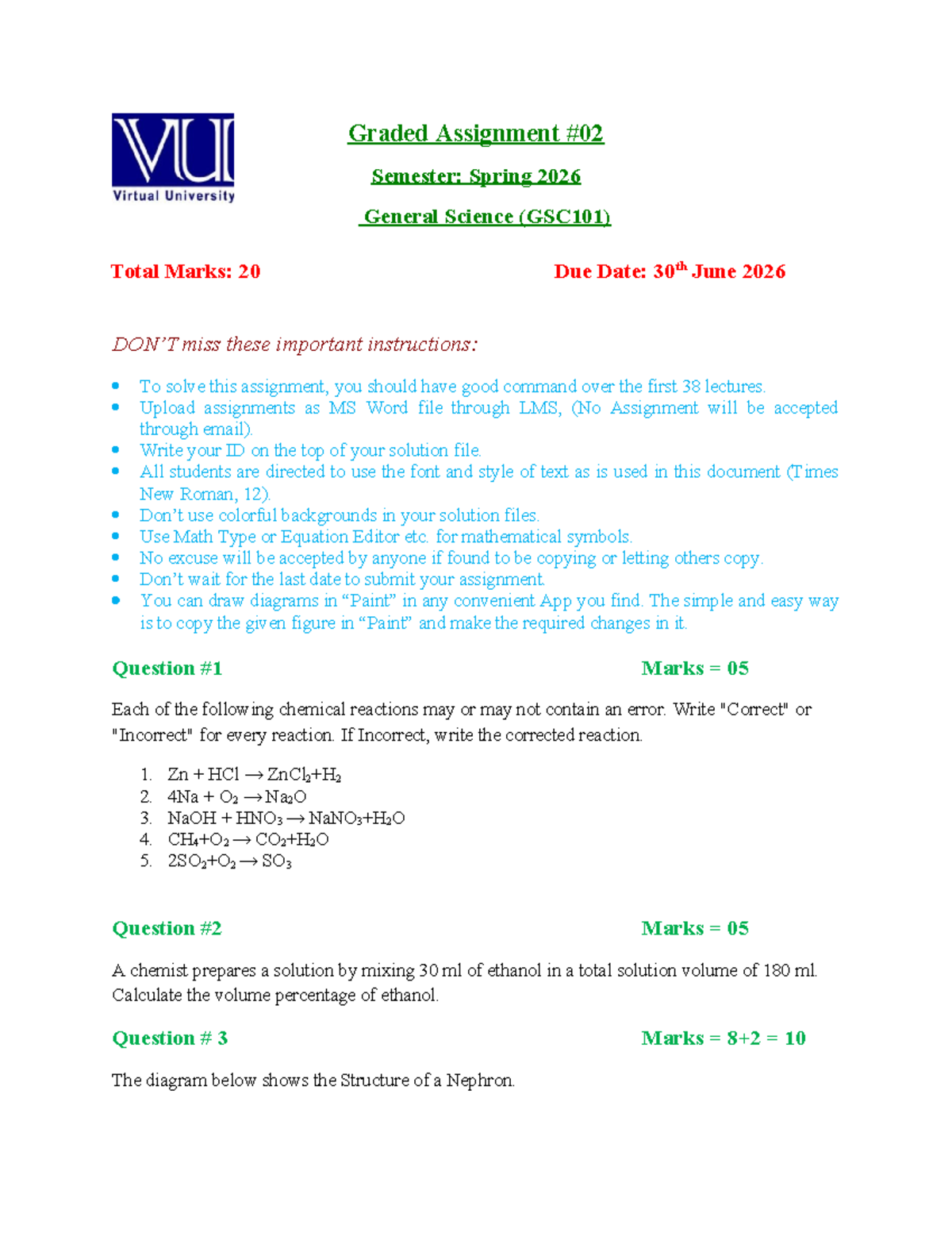 Spring 2026 GSC101 Graded Assignment Instructions & Questions - Studocu