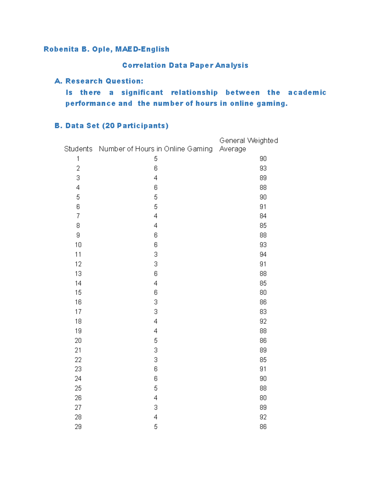 Correlation - a sample computation on Jamovi - Robenita B. Ople, MAED ...