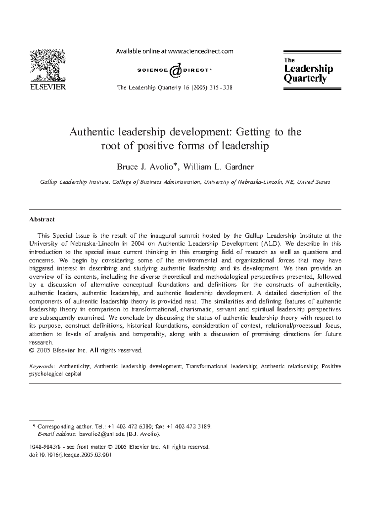 Authentic Leadership Development: Insights from Gallup Summit ALD 2004 ...