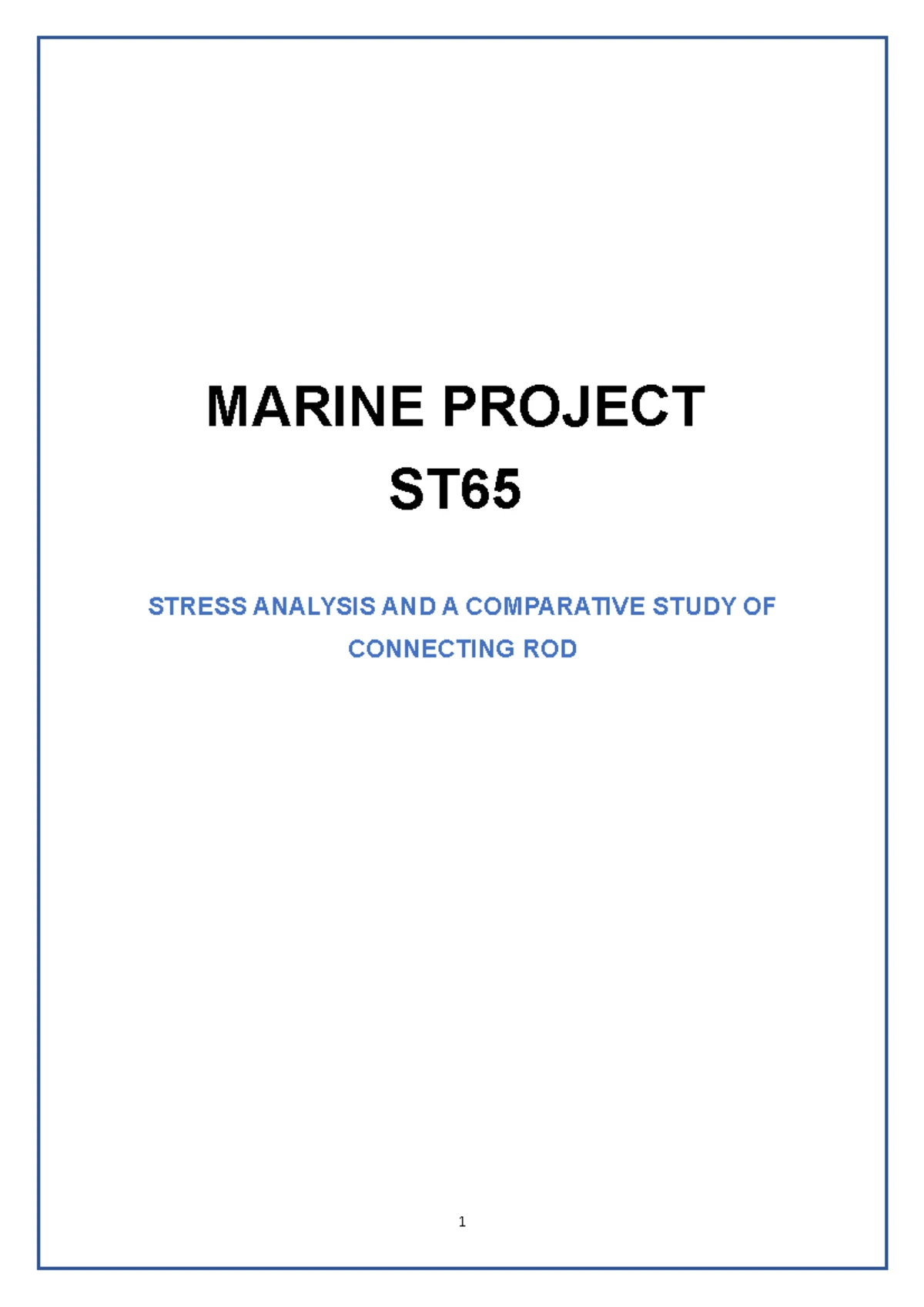 Marine engineering Project Report - PROJECT REPORT OPTIMISED DESIGN OF ...