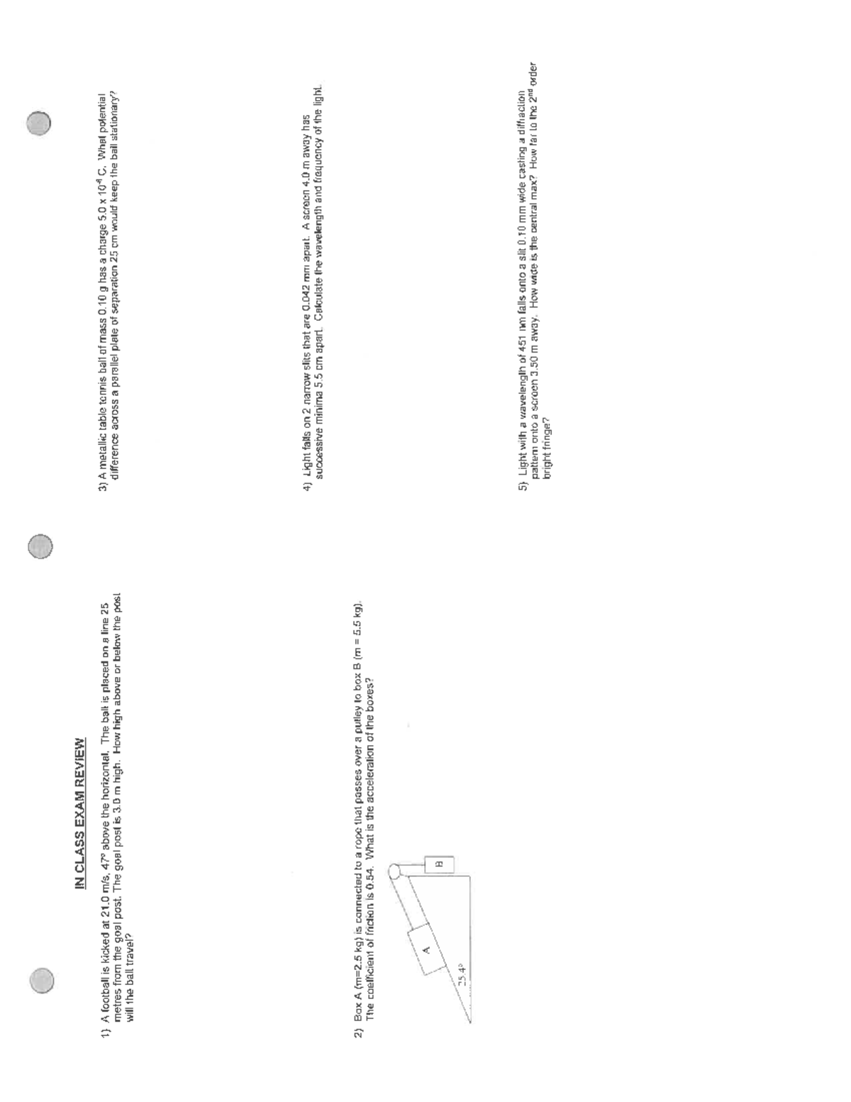 In Class Exam Review Solutions - PHYSICS 1A03 - Studocu
