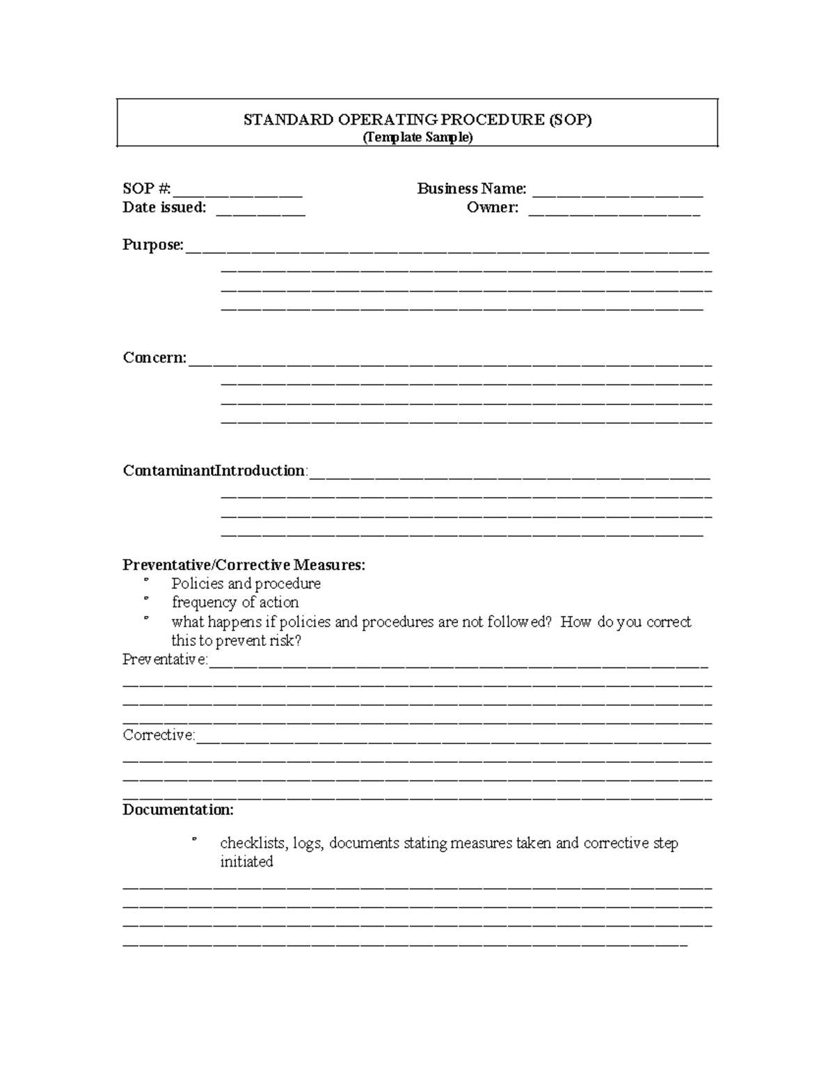 Standard operating procedure template 03 - STANDARD OPERATING PROCEDURE ...