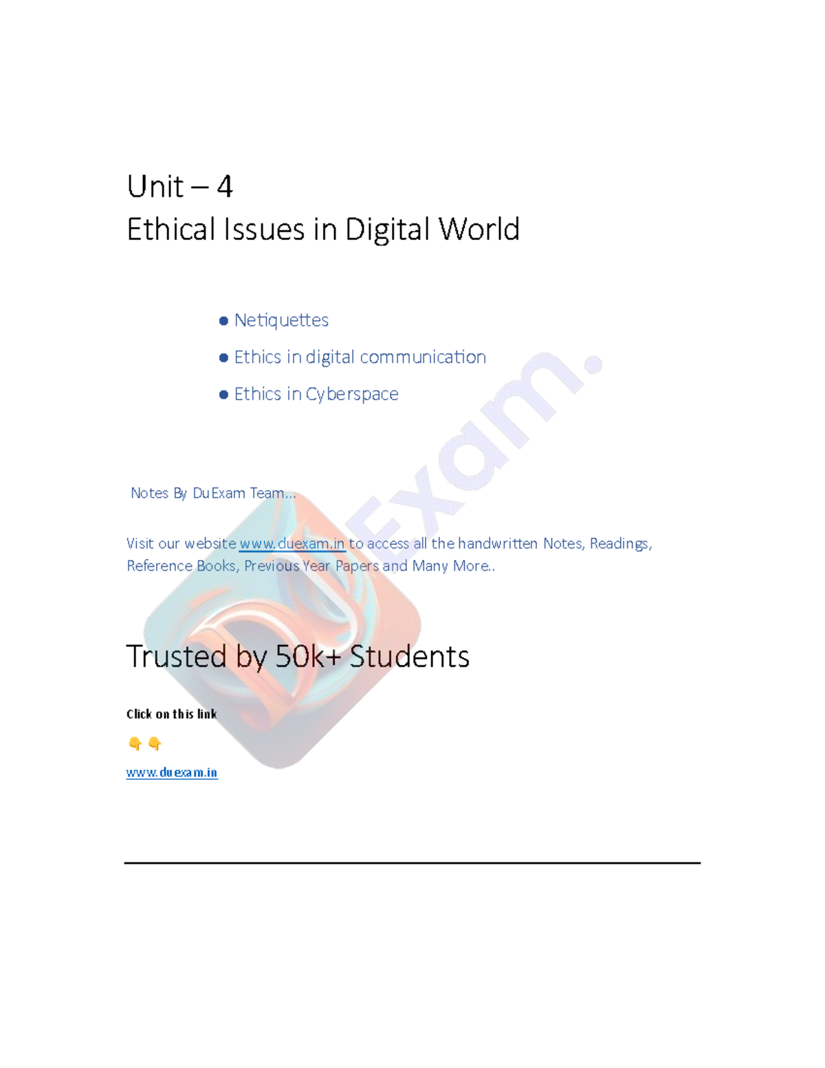 Digital Empowerment: Unit 4 Ethical Issues in the Digital World (Du ...