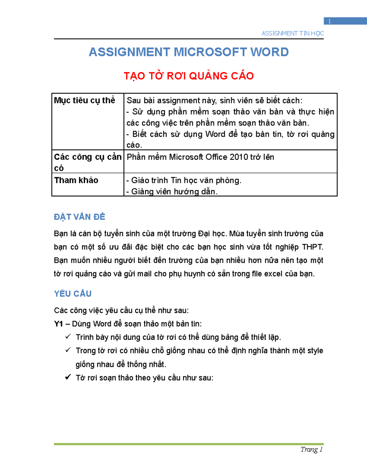 5 Assignment VIE1054 P1 - ASSIGNMENT TIN H ỌC ASSIGNMENT MICROSOFT WORD ...