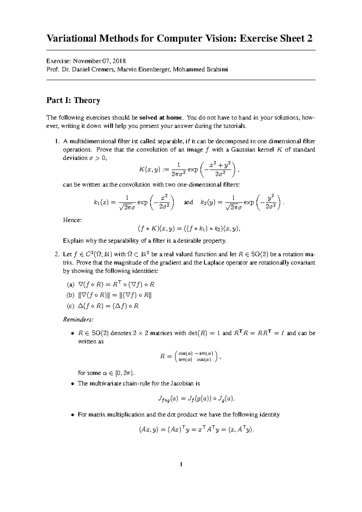 VMCV 202 - Exercise Sheet 2: Variational Methods in Computer Vision ...