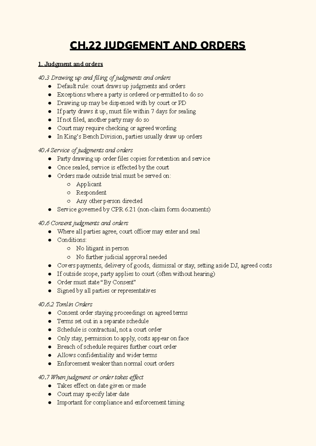Civil Litigation CH.22 - Judgment and Orders Overview - Studocu