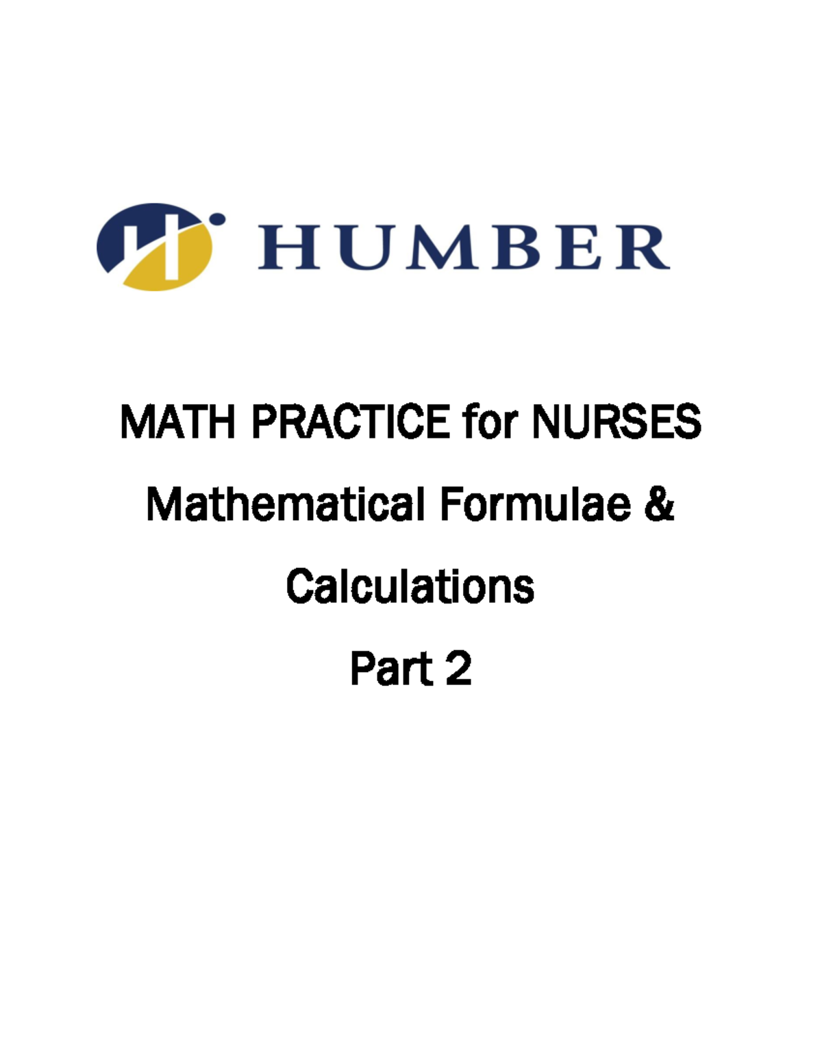MATH 201: Nursing Math Practice - Calculations & Formulae Part 2 - Studocu