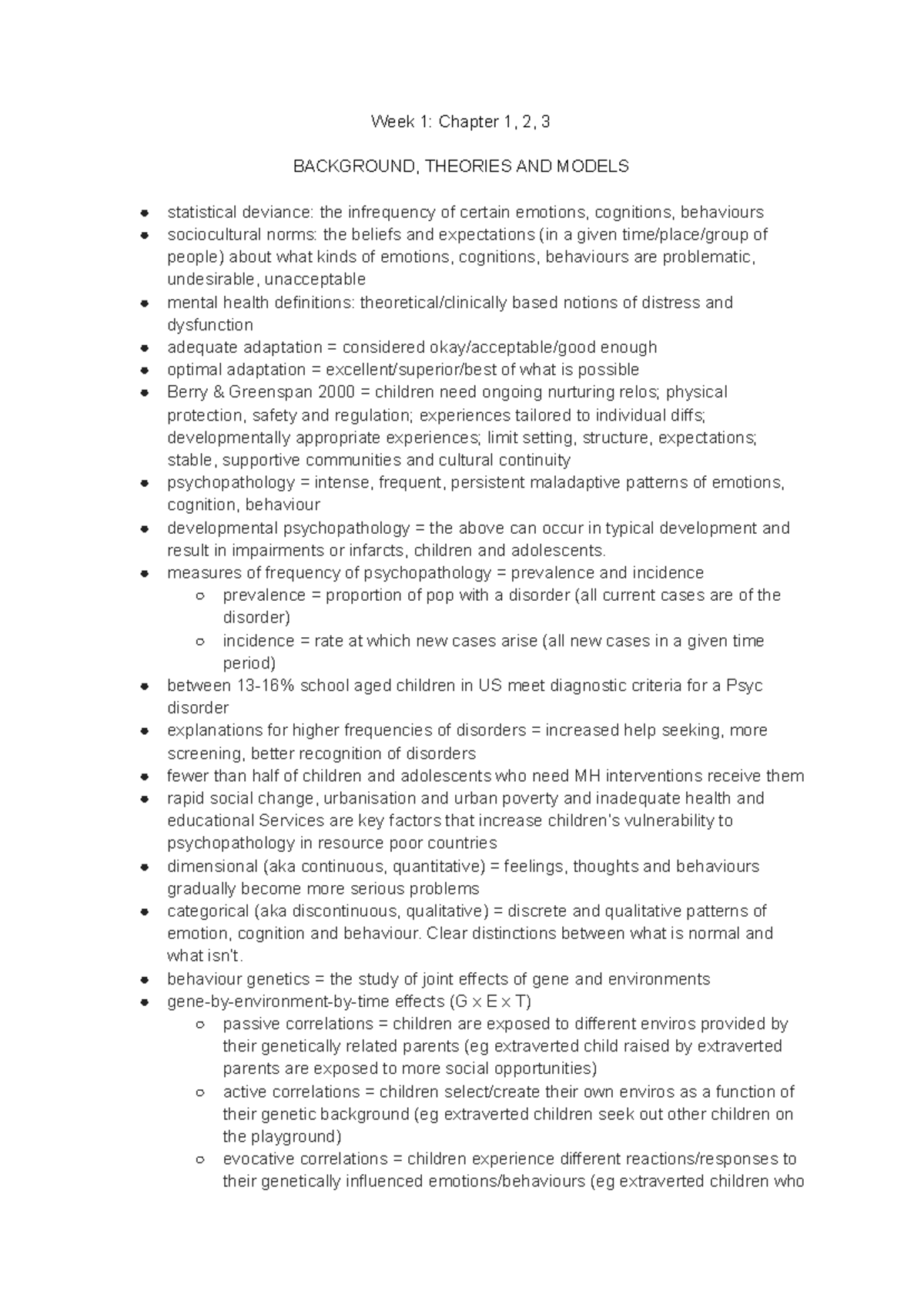 Week 2: Chapter 4 - Theories and Models of Psychopathology - Studocu