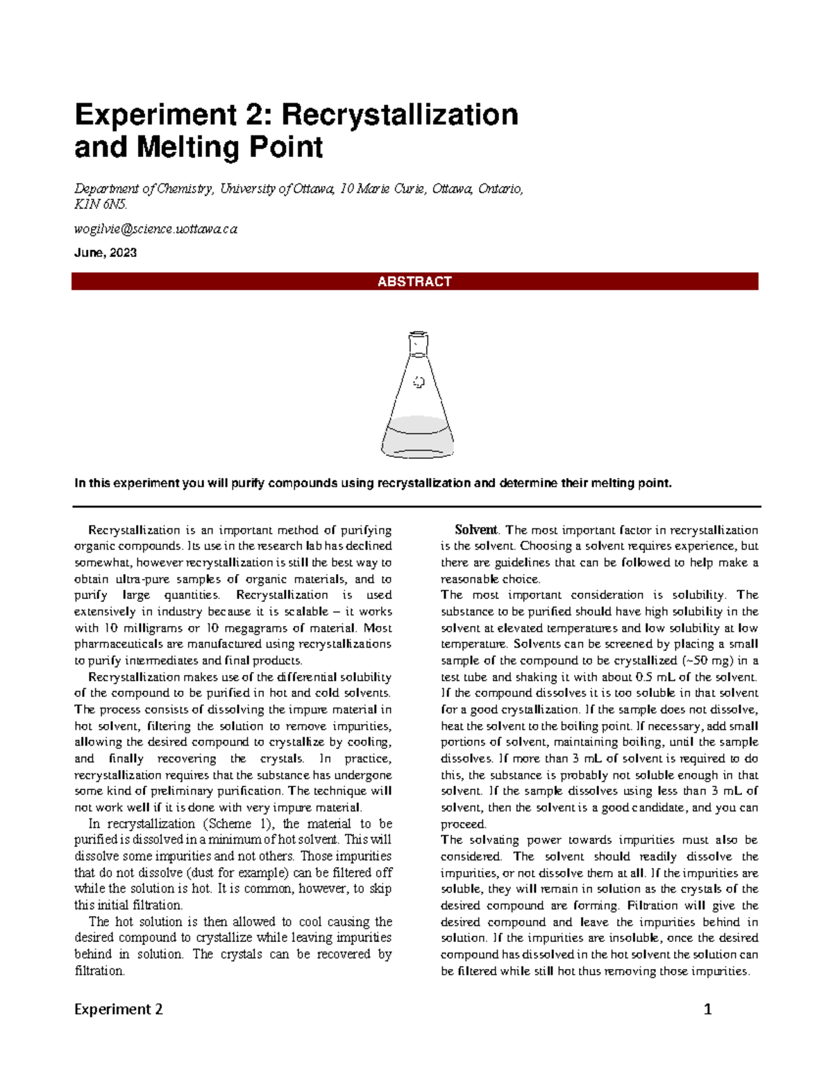 Exp 2: Recrystallization & Melting Point Determination Protocol - Studocu