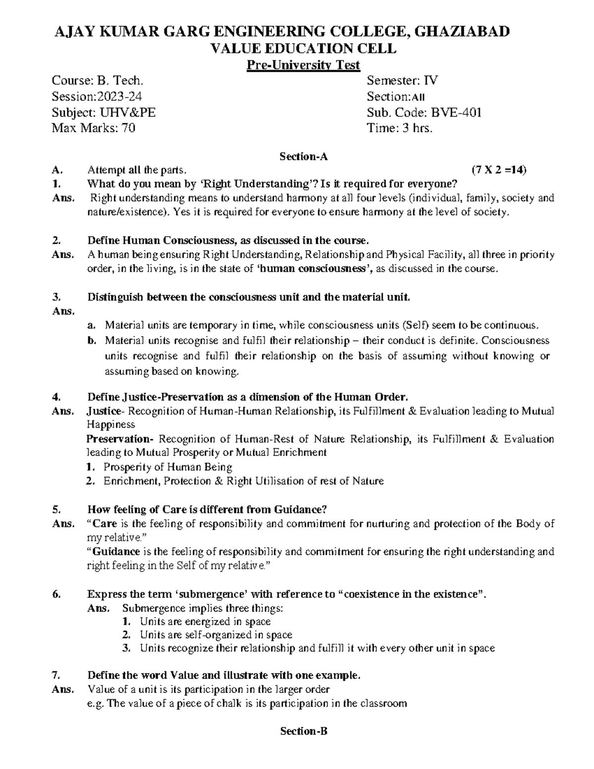Solution PUT BVE 401 (JUN 2024) SET-A - AJAY KUMAR GARG ENGINEERING ...