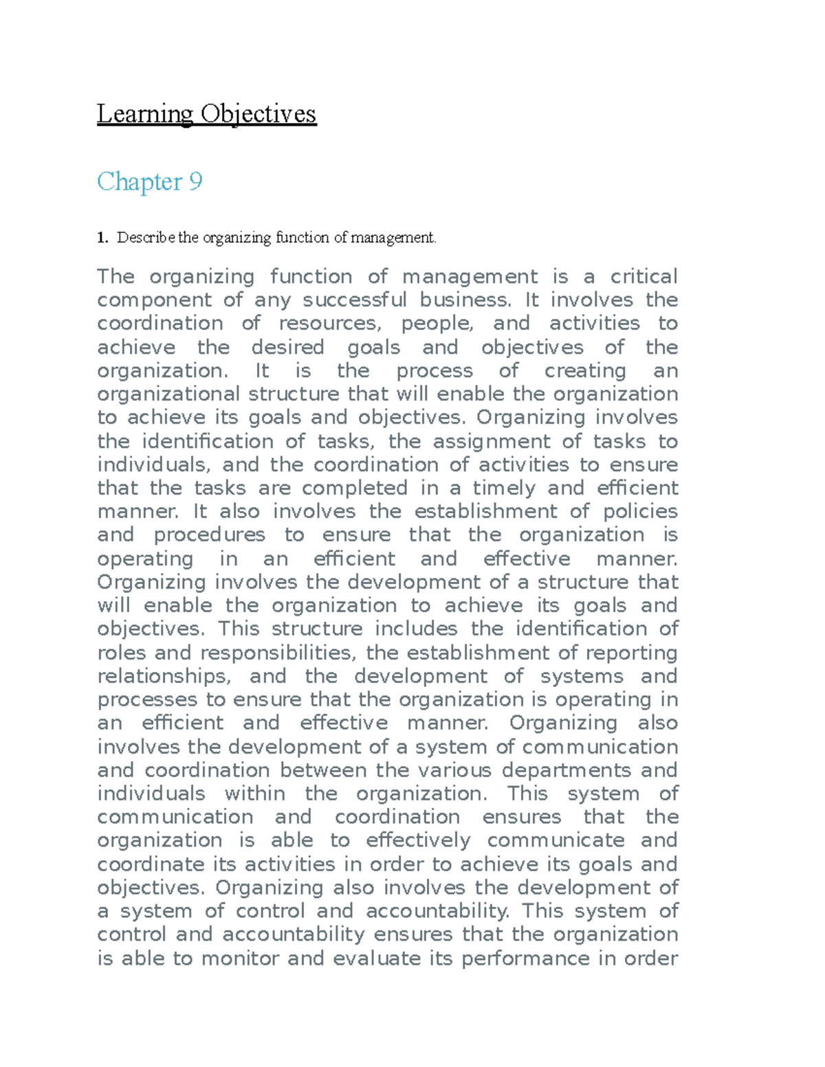 Chapter 9 - Objectives for Effective Supervision in Management - Studocu