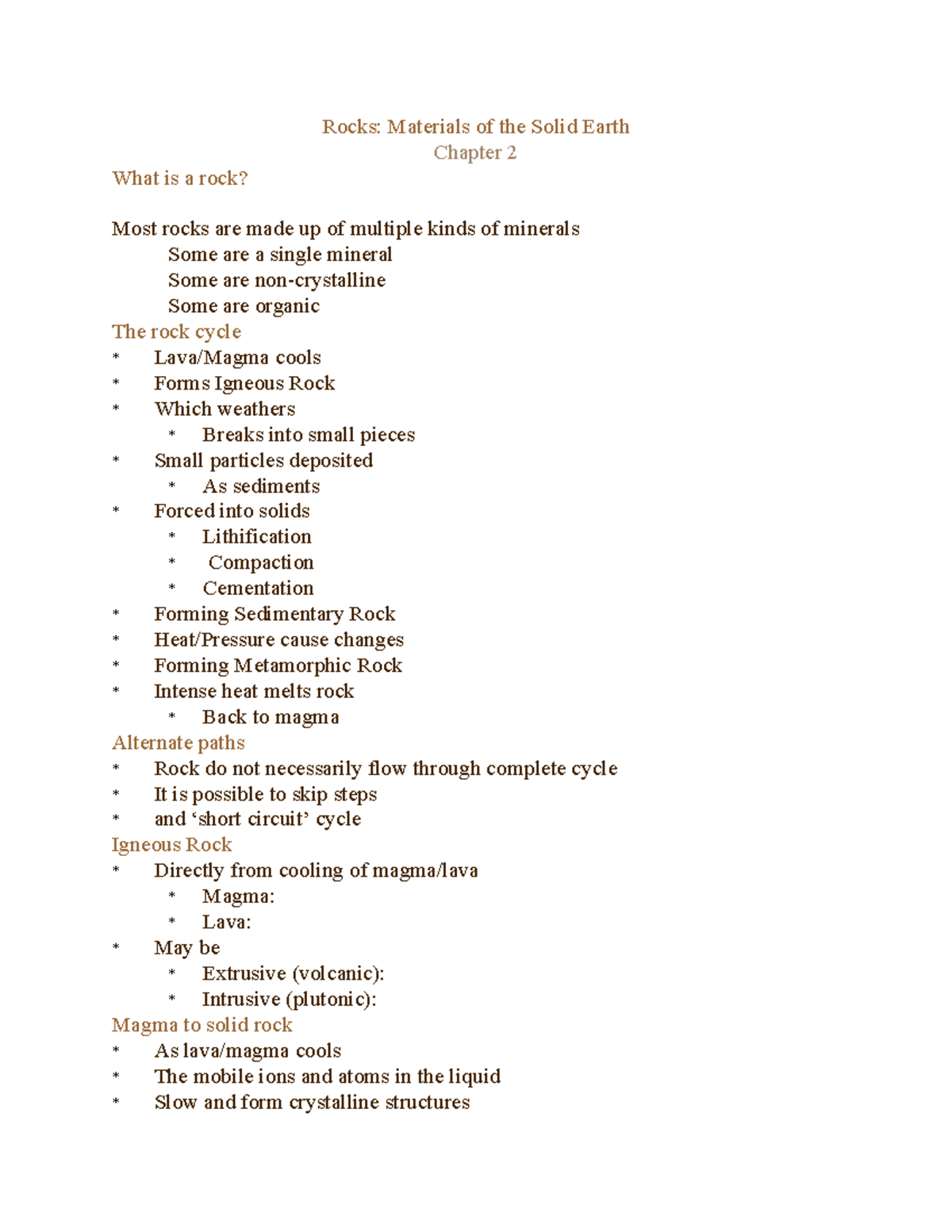 Rocks - Notes for class - Rocks: Materials of the Solid Earth Chapter 2 ...