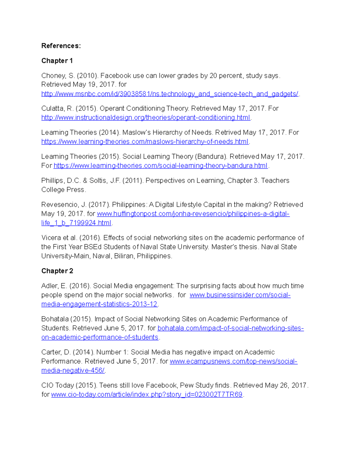 References for Social Media's Impact on Academic Performance - Studocu