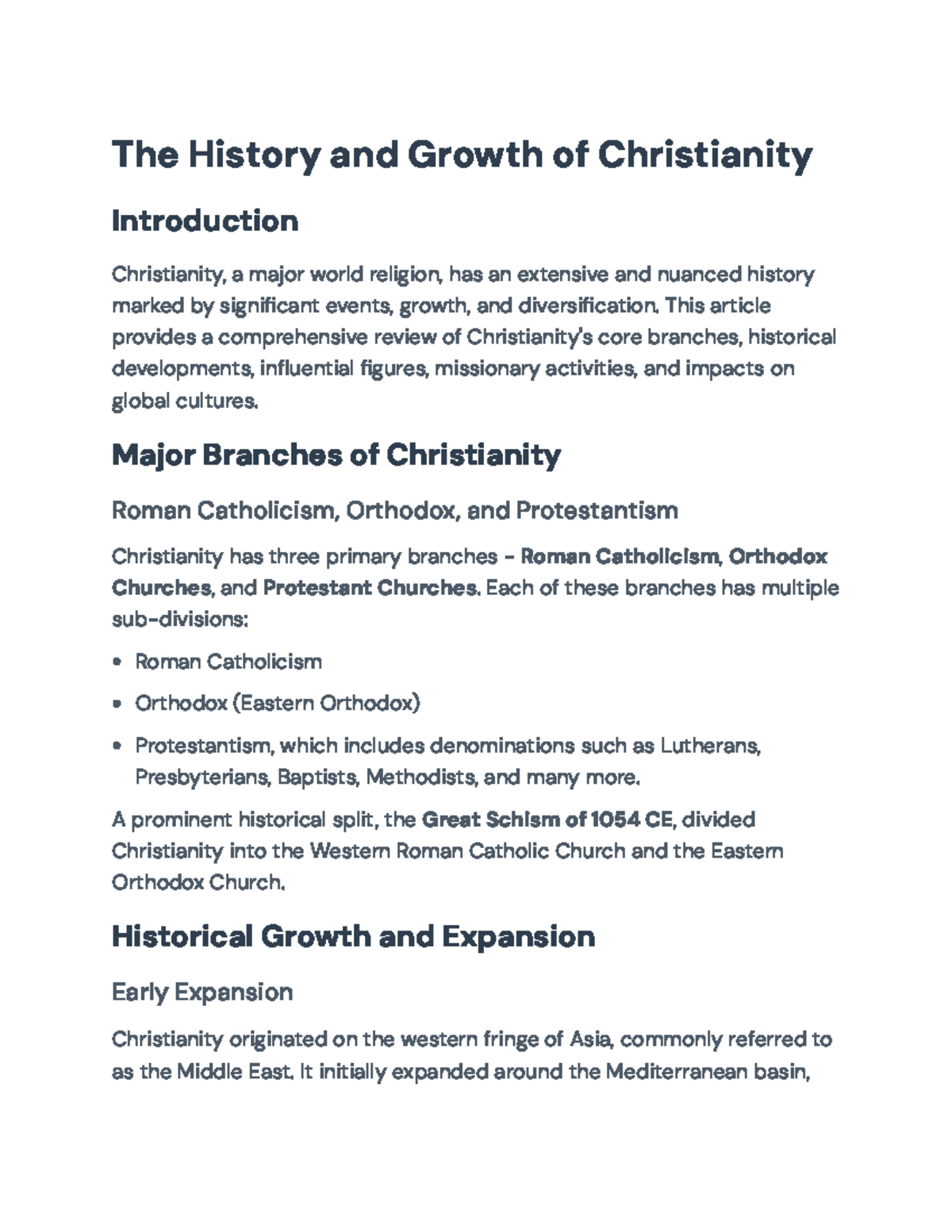 The History and Growth of Christianity: Key Developments and Impact ...