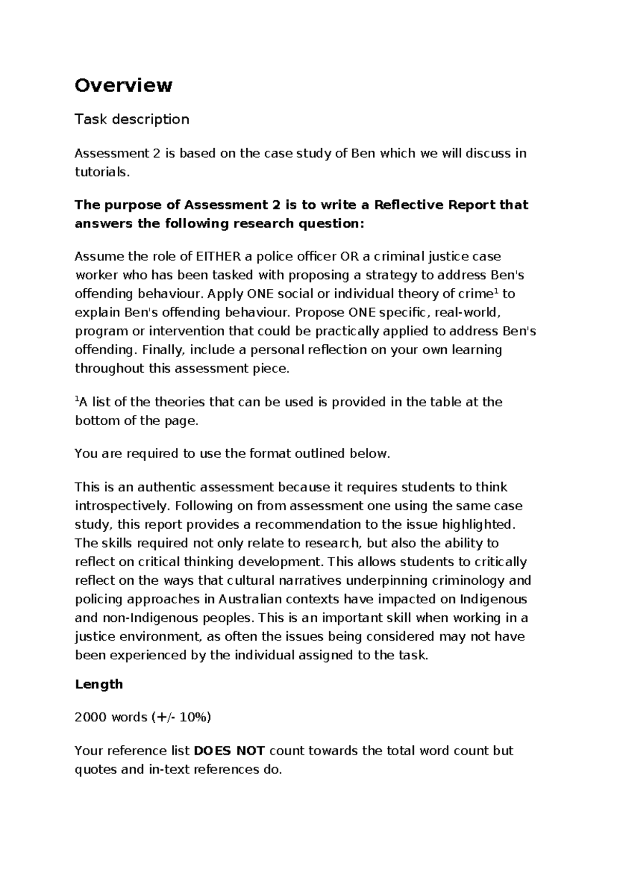 JSB170 Assessment 2: Reflective Report on Offending Behaviour ...