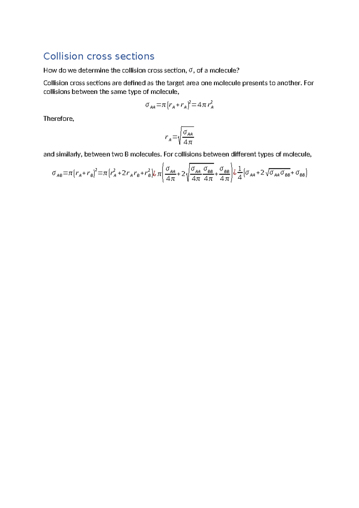 Collision Cross Sections and Rate Laws in Reactions - Studocu