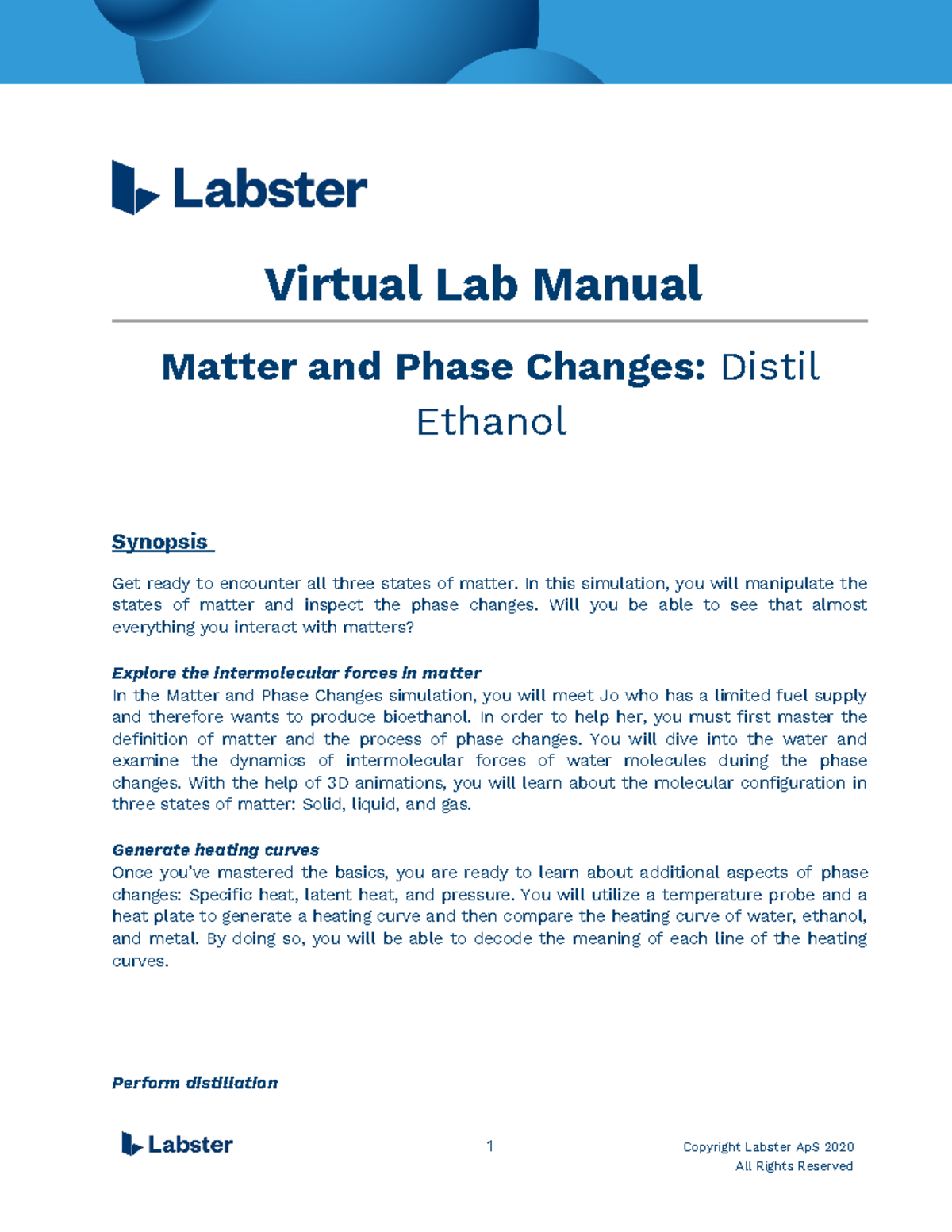 DIS Matter and Phase Changes Distil Ethanol Lab Manual - Tagged ...