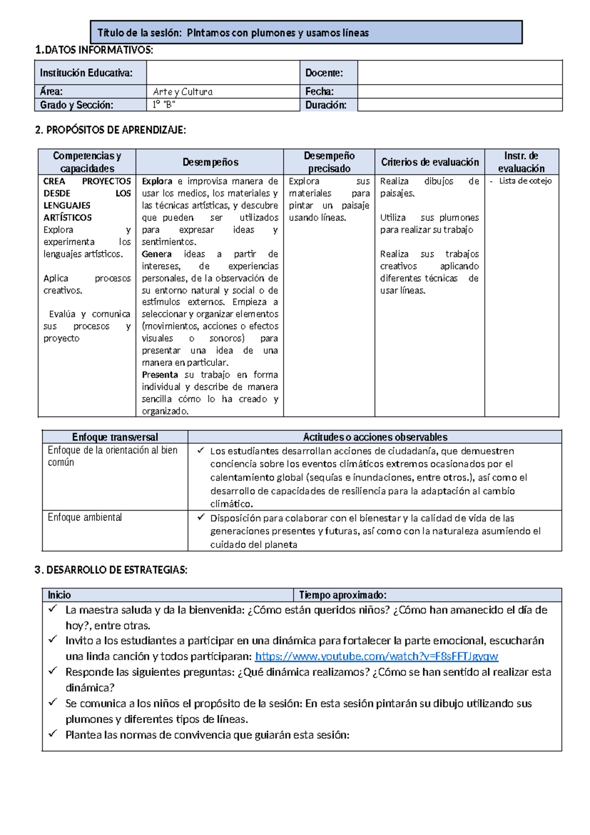 Pintamos con Plumones: Actividades de Arte para 1° "B" - Document Preview