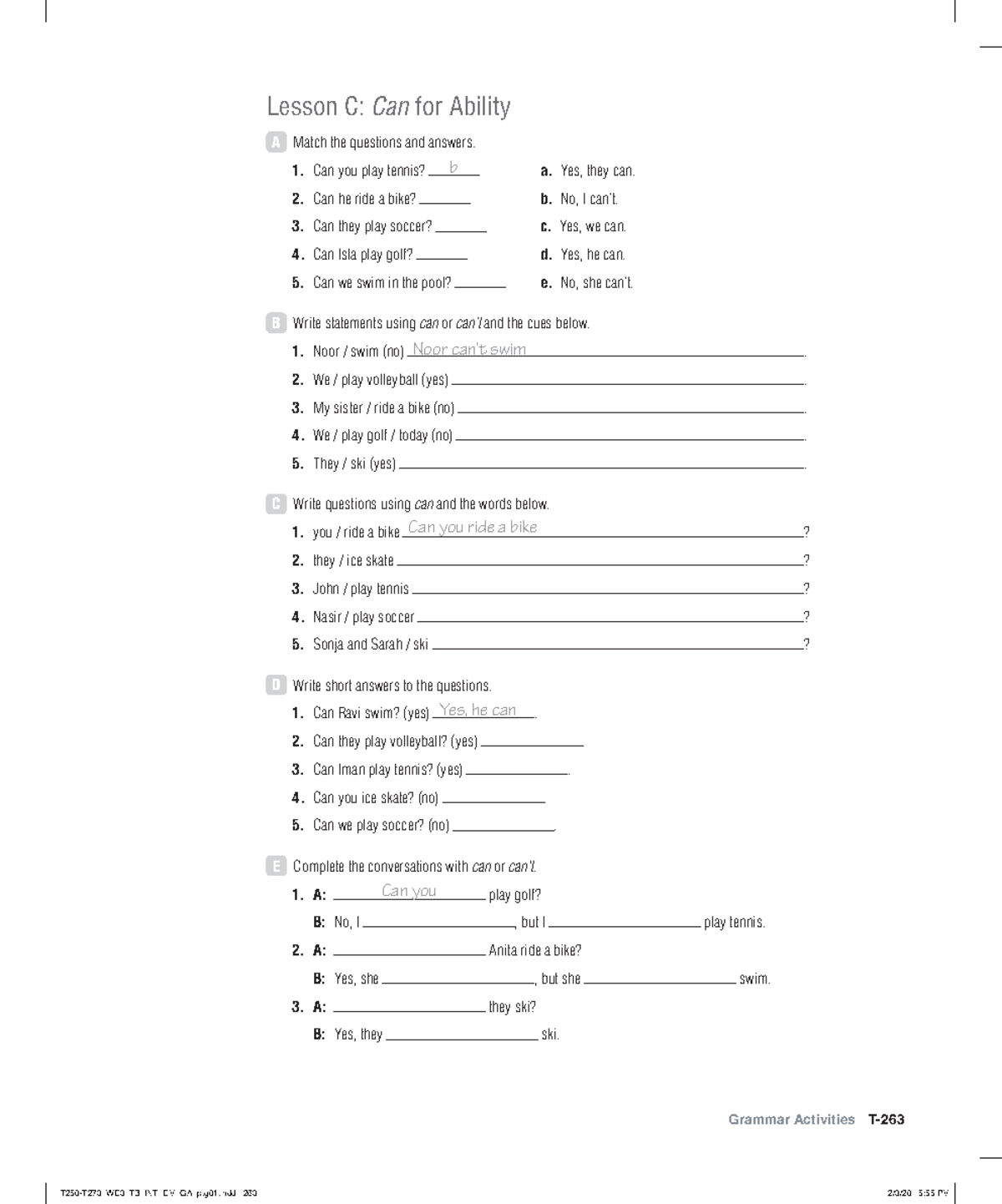 World english 3e level intro grammar activities unit 7 lesson c ...