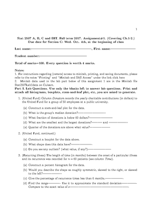 STAT 2507 Final Exam Formula Sheet and tables - STAT 2507 - Formula ...