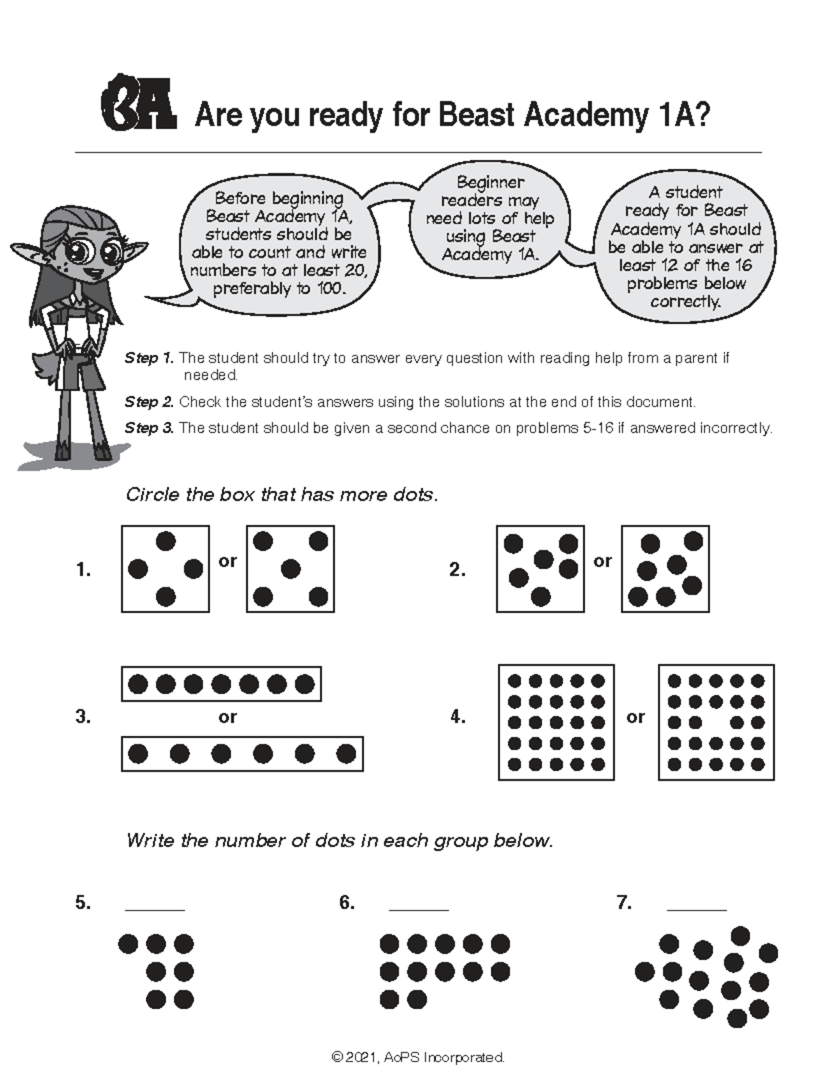 Beast Academy 1A Readiness Assessment for Class 1 Maths - Studocu