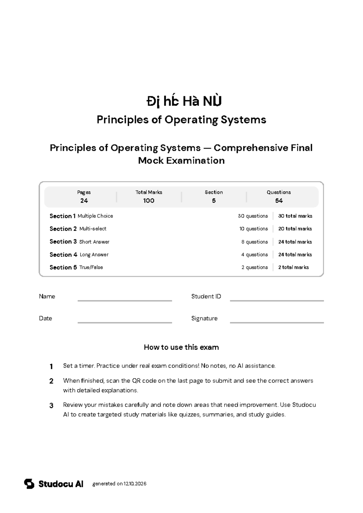 Principles of Operating Systems — Comprehensive Final Mock Exam - Studocu