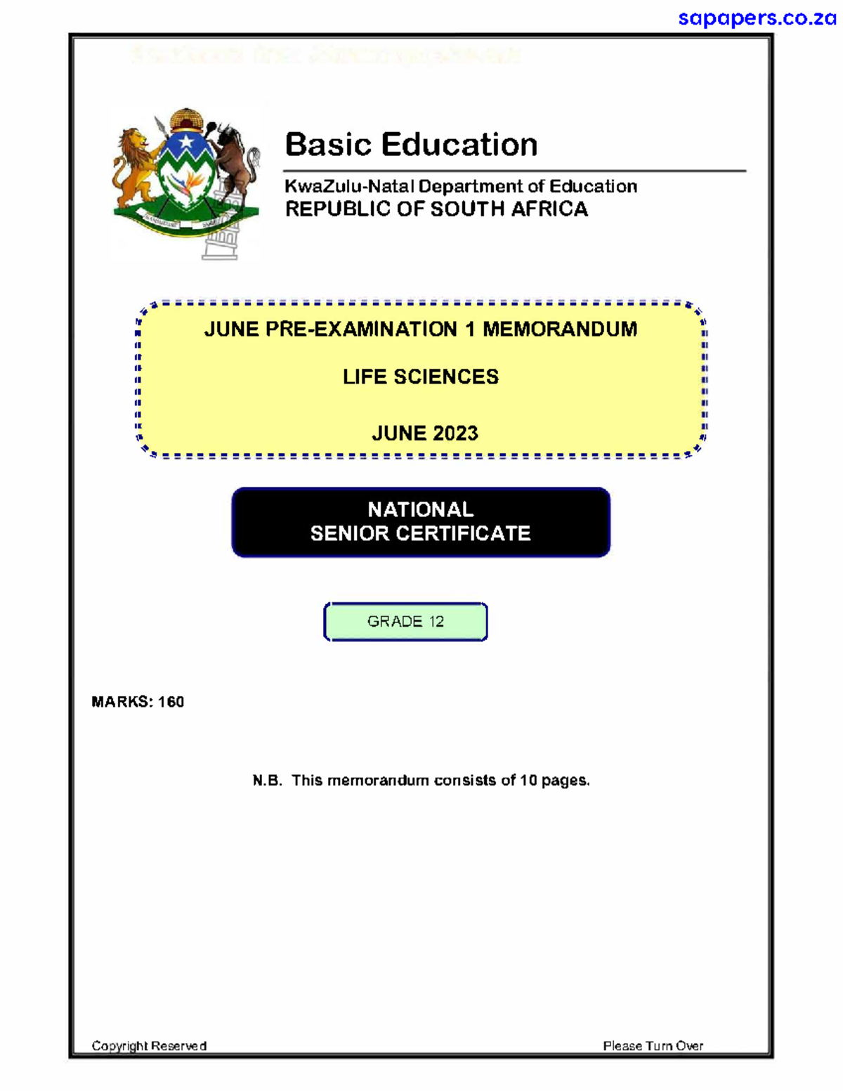 Life Science 2023 KZN June Memo - Basic Education KwaZulu-Natal ...