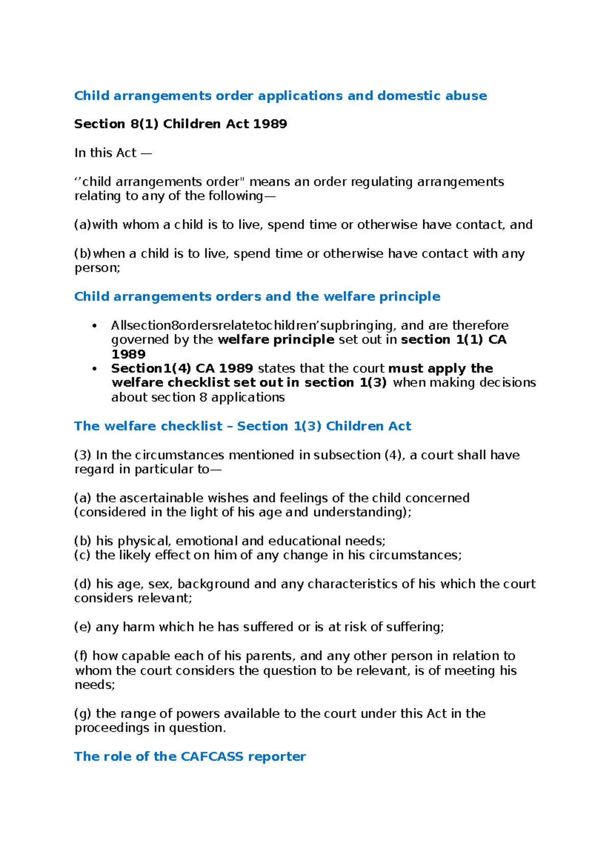 Child Arrangements Orders and Domestic Abuse: Legal Framework Analysis ...