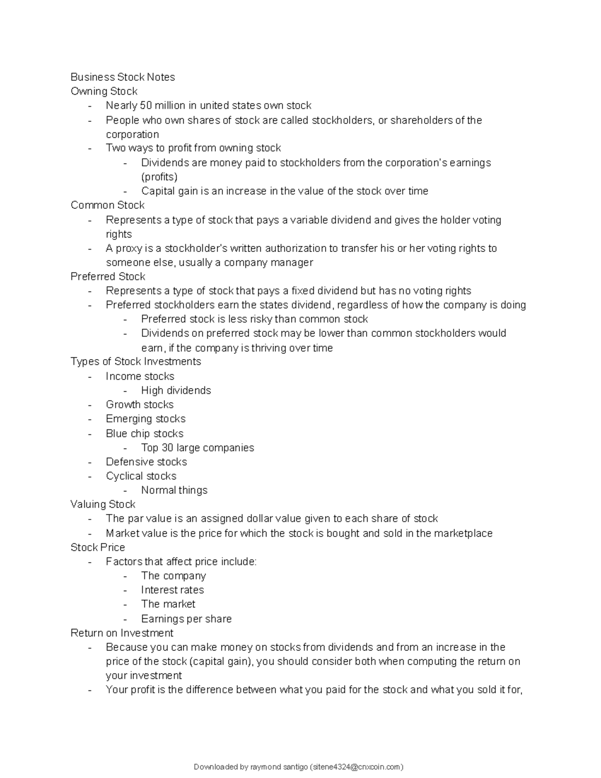 business marketing notes - Business Stock Notes Owning Stock - Nearly ...