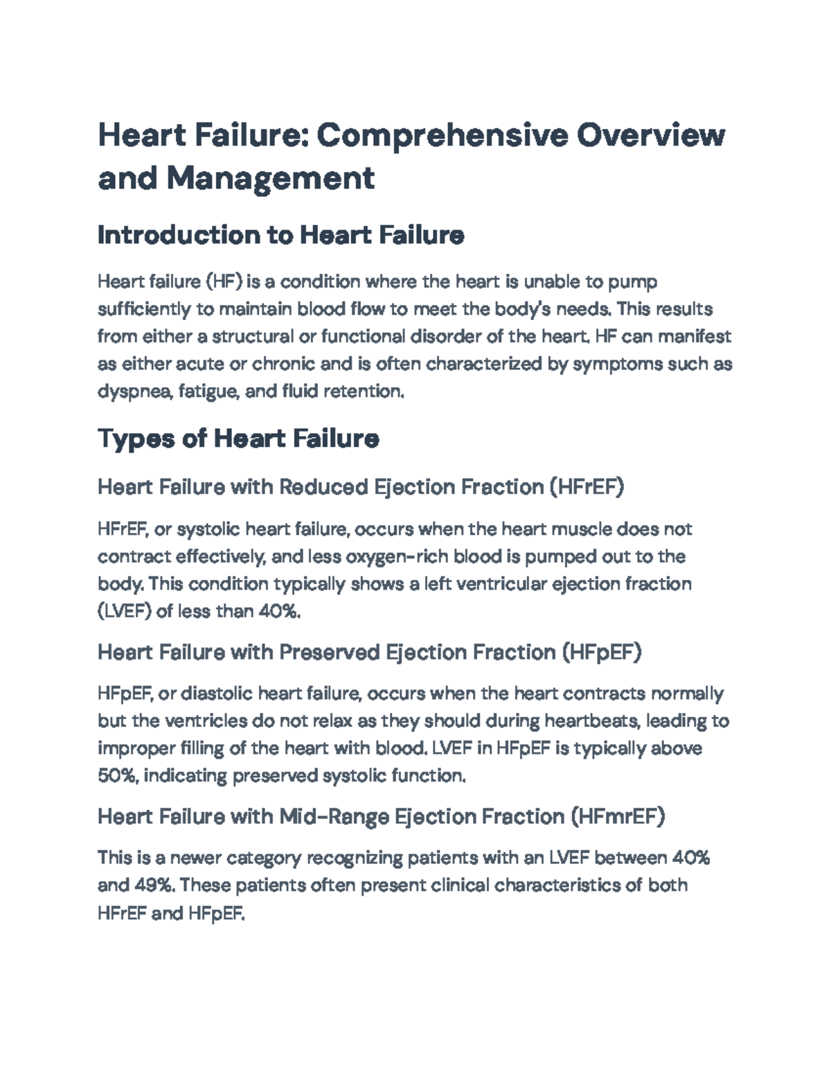 Heart Failure Management: Overview, Types, and Treatment Strategies ...