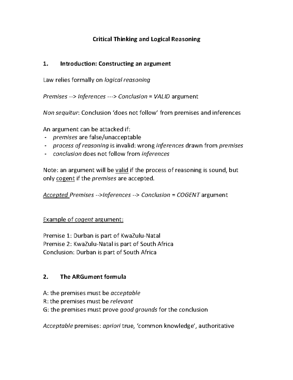 Critical Thinking and Reasoning - Critical Thinking and Logical ...