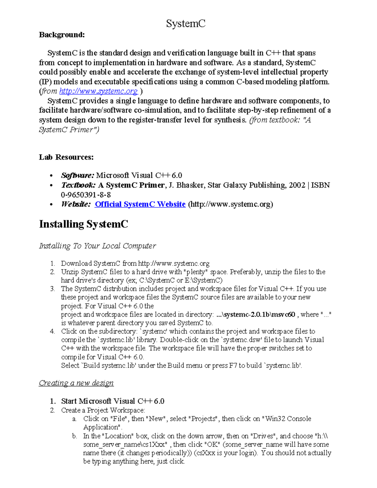 SystemC Background Overview and Installation Guide - Studocu