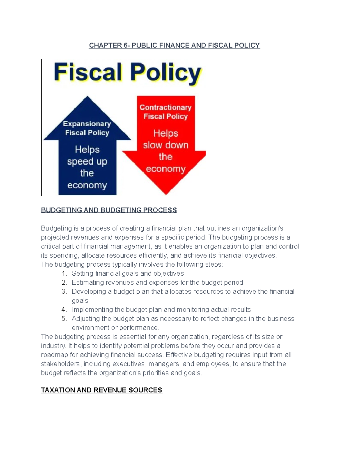 Chapter 6 - Public Finance & Fiscal Policy Overview and Key Concepts ...