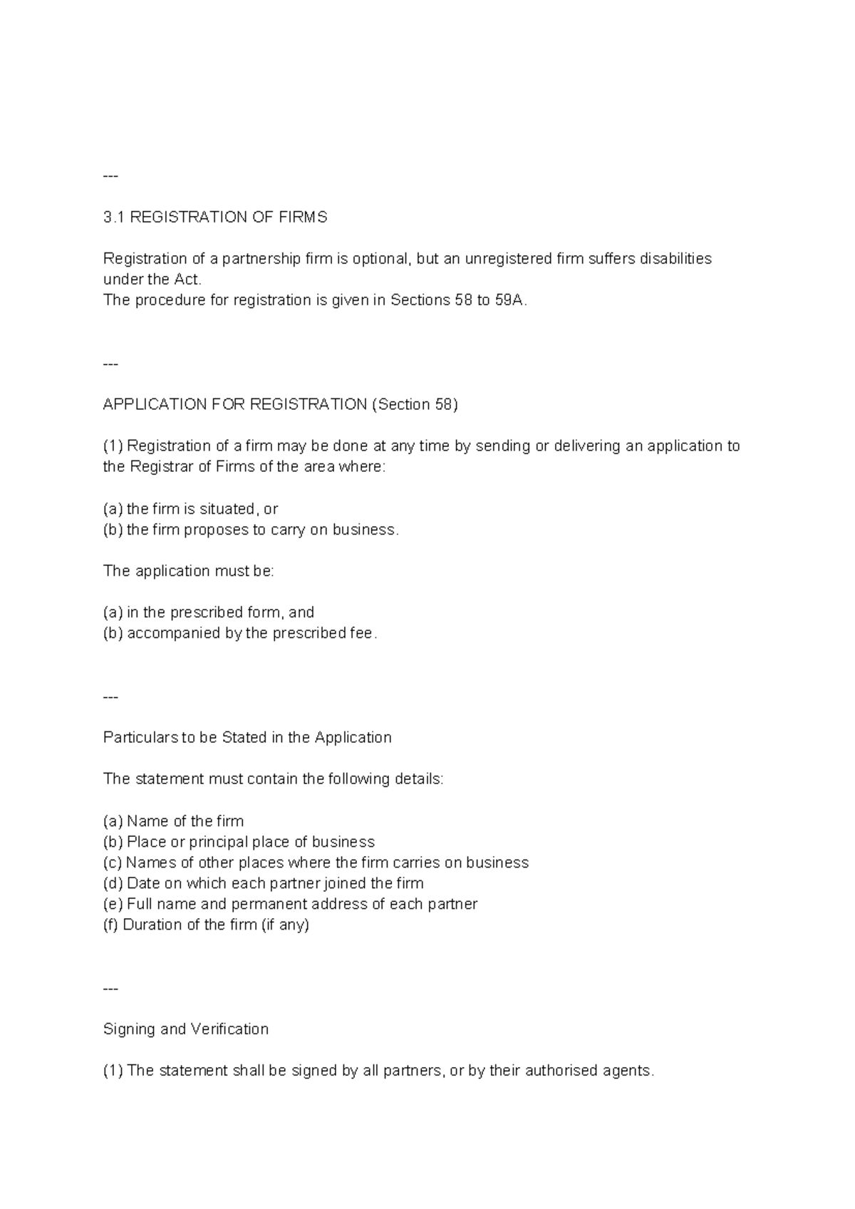 IPA UNIT 3 - Registration and Dissolution of Firms Notes - Studocu