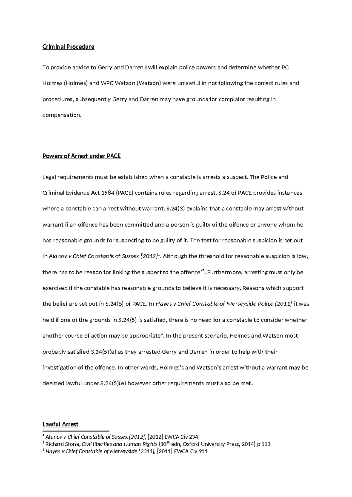 Criminal Procedure (POL101) Police Powers Assignment Analysis - Studocu