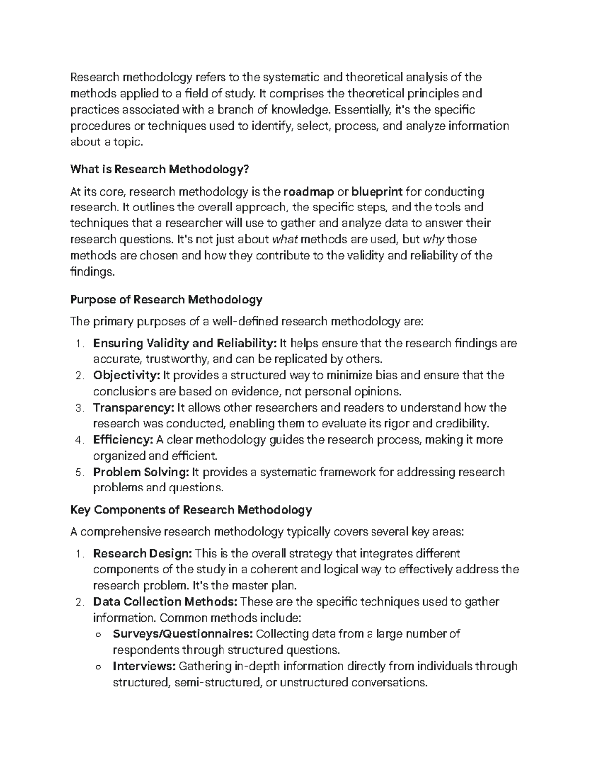 Research Methodology Overview: Key Concepts and Components - Studocu